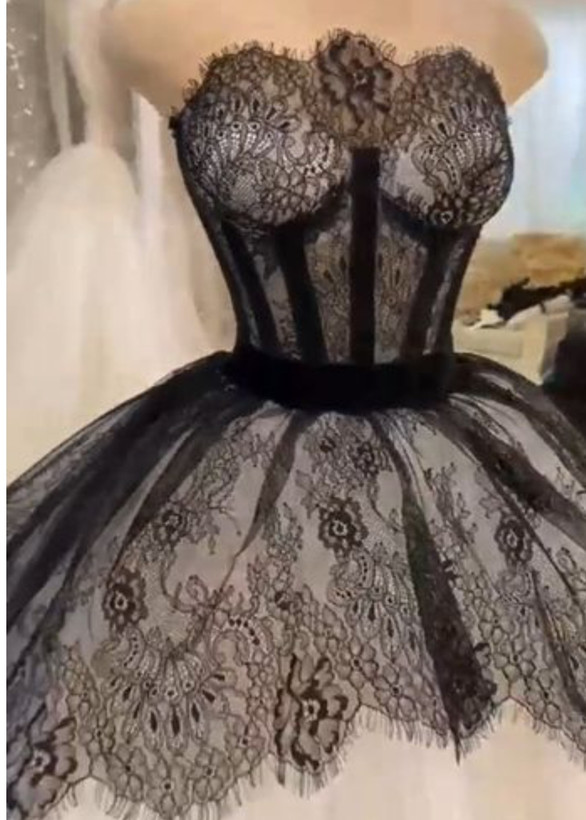 لباس شب ترند کوتاه دانتل فرانسه